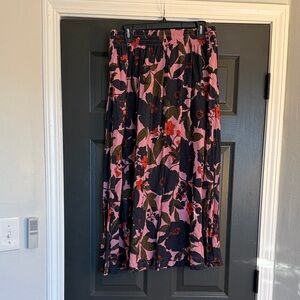 Caslon Pink and Navy Floral A-Line Skirt